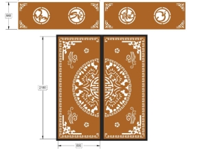 File cnc thiết kế cổng 2 cánh trống dơi và vạn sự như ý