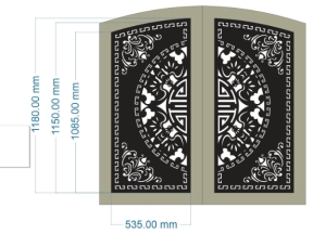 File cnc thiết kế cổng 2 cánh trống đồng dơi dxf