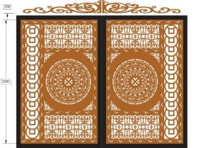 File cnc thiết kế cổng 2 cánh trống đồng dxf