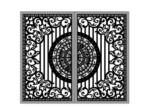 File cnc thiết kế cổng 2 cánh trống đồng dxf 2d