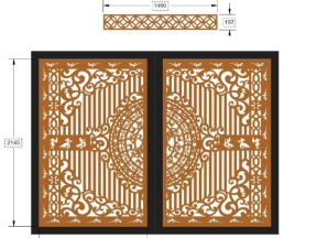 File cnc thiết kế cổng 2 cánh trống đồng và đồng tiền