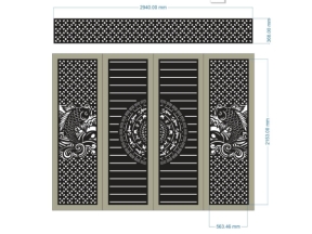 File cnc thiết kế cổng 4 cánh cá chép trống đồng