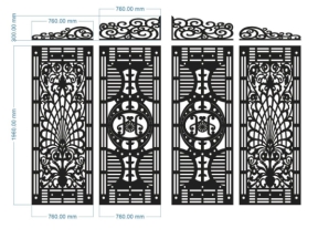 File cnc thiết kế cổng 4 cánh file cad đẹp nhất