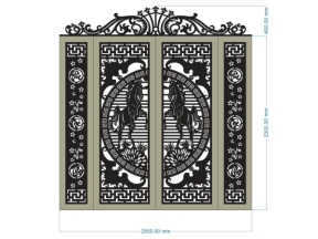 File cnc thiết kế cổng 4 cánh ngựa phúc lộc thọ mới nhất