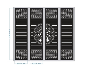 File cnc thiết kế cổng 4 cánh trống đồng có lỗ xỏ tay