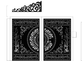 File cnc thiết kế cổng 4 cánh trống trúc