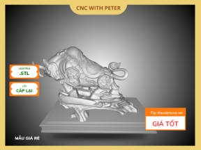 File CNC Trâu Chiến Có Bệ Đẹp – STL 3D Nghệ Thuật – Mẫu Phong Thủy Sức Mạnh