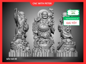 File CNC Tượng Di Lạc Vác Cành Đào – STL 3D – Mẫu Phật Cười Phong Thủy