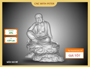 File CNC Tượng La Hán 13 – Ngồi Thiền Trên Đá - STL 3D