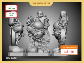File CNC Tượng Thần Tài Ngồi Trên Đồng Tiền Tròn - STL 3D - Mẫu