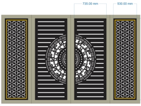 File cổng 4 cánh dxf bông tuyết đẹp