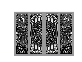 File cổng 4 cánh tài lộc cá chép dxf