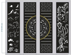 File Cổng 4 cánh trống đồng dê và khỉ cnc