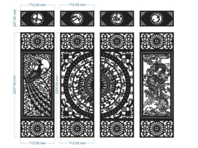 File cổng 4 cánh vạn sự như ý chim công