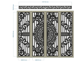File file cad cổng 4 cánh cnc và ô thoáng
