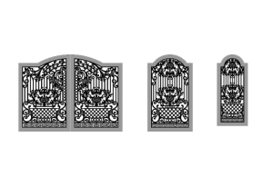 File mẫu cổng 2 cánh chính và 2 kt cổng 1 cánh