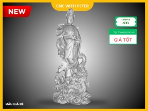 File STL Quan Âm Cưỡi Rồng CNC – Tượng Phật 3D Khắc Gỗ Chi Tiết Cao