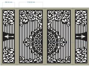 File thiết kế cắt cnc cổng 4 cánh đẹp