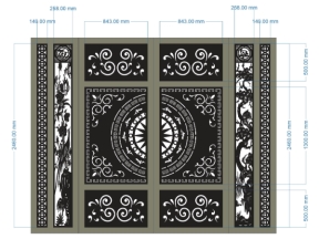 File thiết kế cnc cổng 2 cánh chia đố đẹp