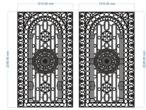 File thiết kế cnc cổng 2 cánh trống đồng giữa