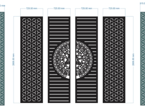 File thiết kế cnc cổng 4 cánh trống đồng hoa văn đẹp
