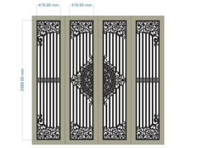 File thiết kế cnc cổng 4 cánh trống đồng kết hợp lá tây