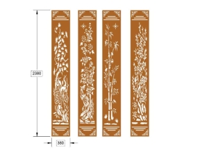 File thiết kế cnc cổng 4 cánh tùng cúc trúc mai
