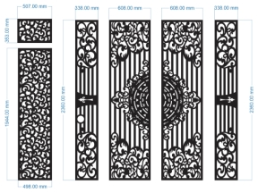File thiết kế cnc cổng 4 cánh và vách