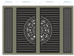 File thiết kế cổng 4 cánh bông tuyết trống đồng đẹp