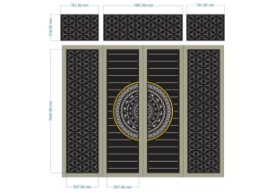 File thiết kế cổng 4 cánh trống đồng bông tuyết
