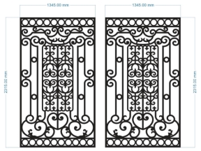 File thiết kế cổng cnc 2 cánh vuông