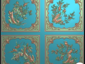 File thiết kế tứ quý chim cnc