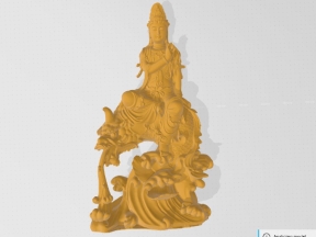 File thiết kế Tượng Phật Quan Âm cõng Cá chép hóa Rồng 3D