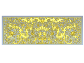 Hoa văn tứ linh – lưỡng long và hoa lá uốn lượn Artcam