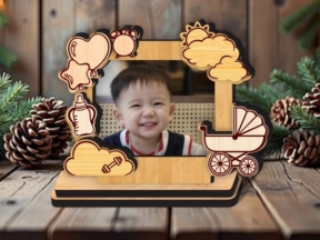 Khung ảnh cho bé họa tiết dễ thương cắt CNC