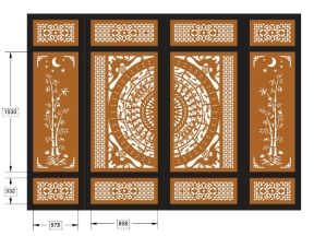 Mẫu 2d mẫu cnc cổng 4 cánh dxf