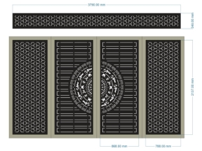 Mẫu bản vẽ cổng 4 cánh trống đồng bông tuyết cnc