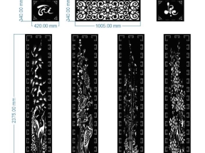 Mẫu bản vẽ cổng 4 cánh tùng cúc trúc mai tài lộc cnc dxf