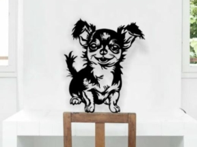 Mẫu cắt cnc tranh trang trí hình con chó chihuahua