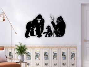 Mẫu cắt laser trang trí decor Gia đình Khỉ đẹp