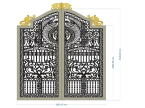 Mẫu cnc cổng 2 cánh tân cổ điển