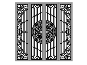 Mẫu cnc cổng 4 cánh bản vẽ trống đồng