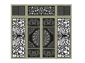 Mẫu cnc cổng 4 cánh hoa văn và ô thoáng