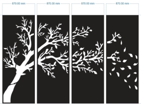 Mẫu cnc cổng 4 cánh mẫu họa tiết cây