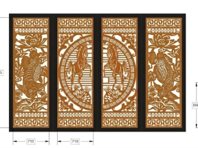 Mẫu cnc cổng 4 cánh ngựa và cá chép