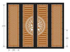 Mẫu cnc cổng 4 cánh trống đồng kết hợp bông tuyết