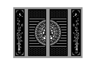 Mẫu cnc cổng 4 cánh trúc trống đồng