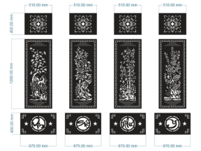 Mẫu cnc cổng 4 cánh tùng cúc trúc mai vạn sự như ý
