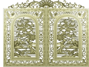 Mẫu cnc cổng nhôm đúc 2 cánh tứ quý