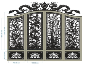 Mẫu cnc cổng tùng cúc trúc mai cnc đỉnh rồng